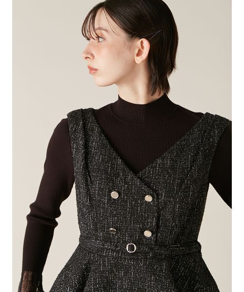 LILY BROWN（リリーブラウン）の「ダブル釦ツイードペプラムワンピース