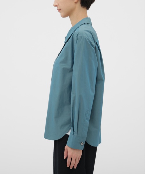 MARGARET HOWELL（マーガレットハウエル）の「CHAMBRAY COTTON POPLIN SHIRT（シャツ/ブラウス・レディース・ベージュ系その他3/グリーン・1/2）」の5枚目の写真