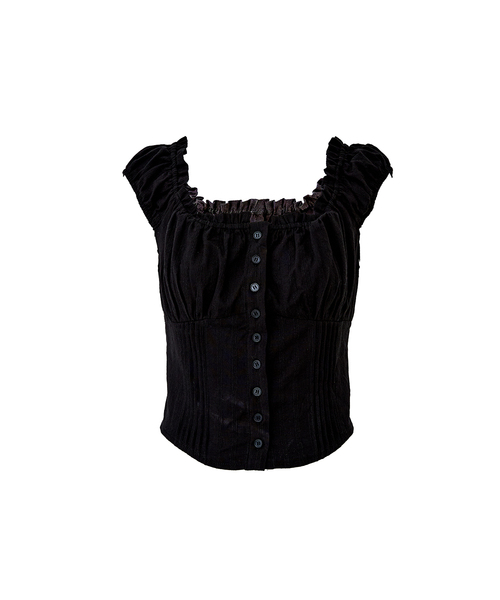 A.R.U(エイアールユー)の「RUFFLE COTTON BLOUSE(シャツ/ブラウス・レディース・ブラック/アイボリー/PINK・SMALL/MEDIUM)」の1枚目の写真