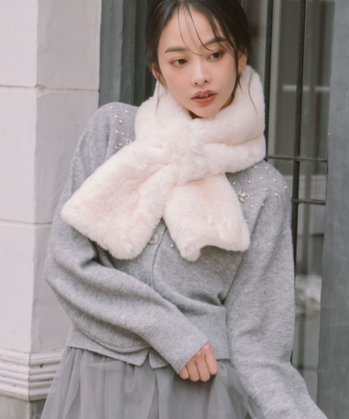 archives（アルシーヴ）の「もこもこティペット（マフラー・レディース・グレー/ホワイト・FREE）」の5枚目の写真