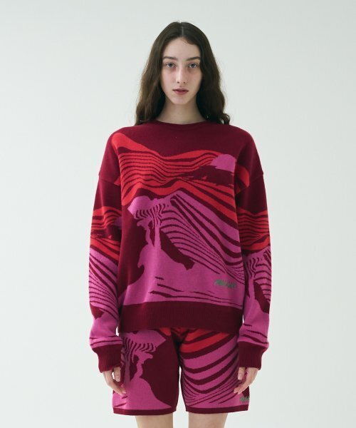 MIMICAWE(ミミカウィ)の「LANDSCAPE KNIT PULLOVER/RED(ニット/セーター・レディース・その他・MEDIUM/SMALL)」の1枚目の写真