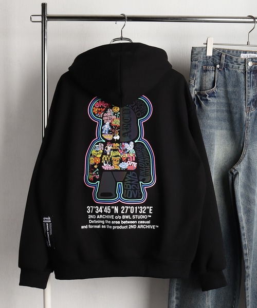 WESTSEA(ウエストシー)の「2ND ARCHIVE プルパーカー くま ねこ ラインストーン グラフィックプリント(パーカー・メンズ・ブラック系その他4/ブラック系その他/ブラック系その他3/ブラック系その他5/ブラック/ブラック系その他2・FREE)」の5枚目の写真