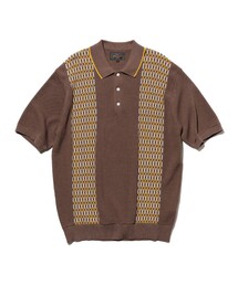 Knit Polo Front Stripe Jacquard