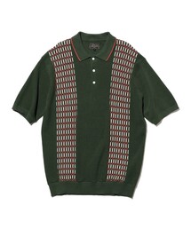 BEAMS PLUS(�r�[���X�v���X)��Knit Polo Front Stripe Jacquard(�|���V���c)