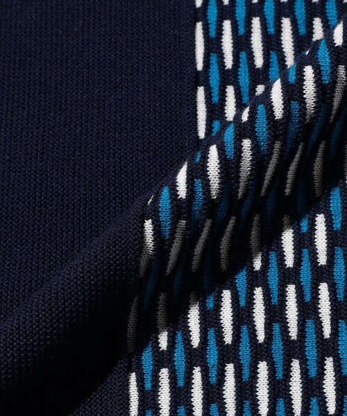 BEAMS PLUS（ビームスプラス）の「Knit Polo Front Stripe Jacquard（ポロシャツ・メンズ・グリーン/ブラウン/ネイビー・X-LARGE/LARGE/MEDIUM/SMALL）」の11枚目の写真