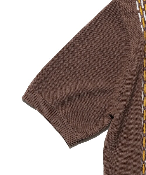 BEAMS PLUS（ビームスプラス）の「Knit Polo Front Stripe Jacquard（ポロシャツ・メンズ・グリーン/ブラウン/ネイビー・X-LARGE/LARGE/MEDIUM/SMALL）」の15枚目の写真