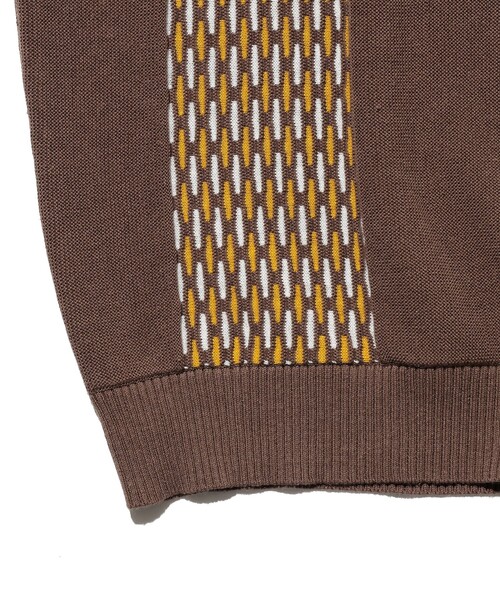 BEAMS PLUS（ビームスプラス）の「Knit Polo Front Stripe Jacquard（ポロシャツ・メンズ・グリーン/ブラウン/ネイビー・X-LARGE/LARGE/MEDIUM/SMALL）」の16枚目の写真