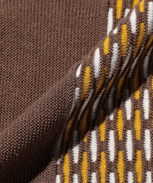BEAMS PLUS（ビームスプラス）の「Knit Polo Front Stripe Jacquard（ポロシャツ・メンズ・グリーン/ブラウン/ネイビー・X-LARGE/LARGE/MEDIUM/SMALL）」の17枚目の写真