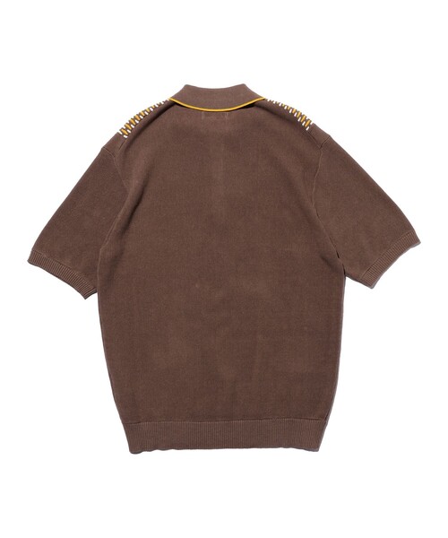 BEAMS PLUS（ビームスプラス）の「Knit Polo Front Stripe Jacquard（ポロシャツ・メンズ・グリーン/ブラウン/ネイビー・X-LARGE/LARGE/MEDIUM/SMALL）」の18枚目の写真