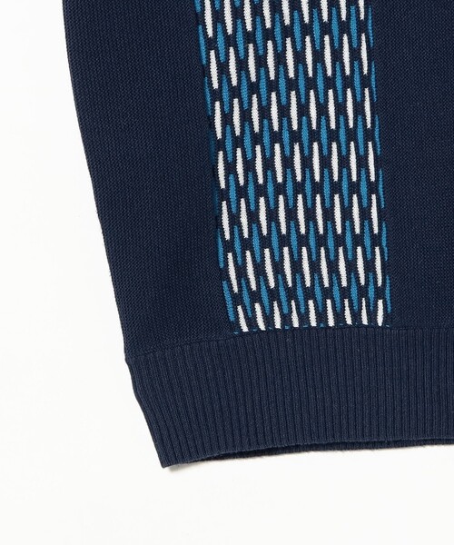 BEAMS PLUS（ビームスプラス）の「Knit Polo Front Stripe Jacquard（ポロシャツ・メンズ・グリーン/ブラウン/ネイビー・X-LARGE/LARGE/MEDIUM/SMALL）」の4枚目の写真