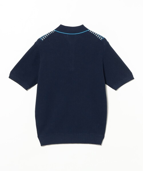 BEAMS PLUS（ビームスプラス）の「Knit Polo Front Stripe Jacquard（ポロシャツ・メンズ・グリーン/ブラウン/ネイビー・X-LARGE/LARGE/MEDIUM/SMALL）」の5枚目の写真