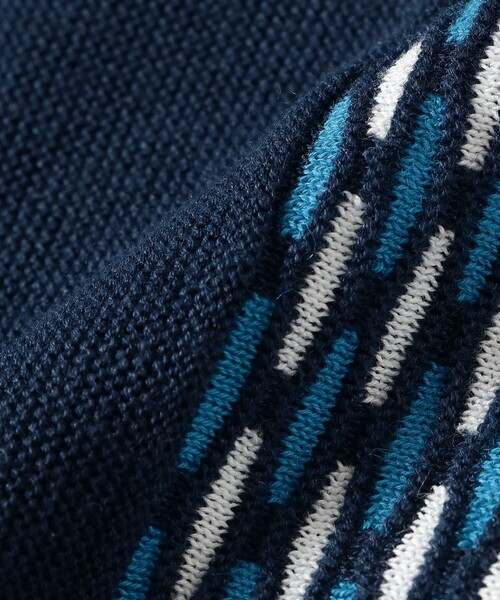 BEAMS PLUS（ビームスプラス）の「Knit Polo Front Stripe Jacquard（ポロシャツ・メンズ・グリーン/ブラウン/ネイビー・X-LARGE/LARGE/MEDIUM/SMALL）」の6枚目の写真
