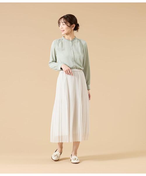 NEWYORKER(ニューヨーカー)の「ジオメトリックプリント スタンドフリルブラウス(シャツ/ブラウス・レディース・ネイビー/ライトグリーン・11号/9号)」の8枚目の写真