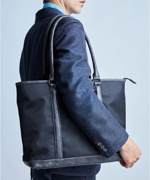 UNION STATION（ユニオンステーション）の「イチマツ柄トートバッグ（トートバッグ・メンズ・ブラック×ブラック/ブラック×グレー/ネイビー・FREE）」の4枚目の写真