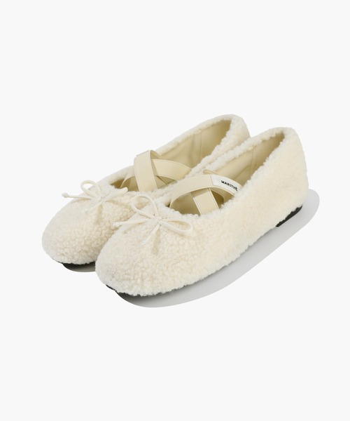 MARITHE + FRANCOIS GIRBAUD(マリテフランソワジルボー)の「W CROSS BANDING SHEARING FLAT SHOES(バレエシューズ・レディース・ブラウン/アイボリー/Black・25cm/24cm/23cm)」の5枚目の写真