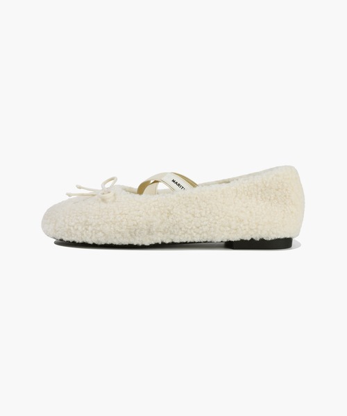 MARITHE + FRANCOIS GIRBAUD(マリテフランソワジルボー)の「W CROSS BANDING SHEARING FLAT SHOES(バレエシューズ・レディース・ブラウン/アイボリー/Black・25cm/24cm/23cm)」の6枚目の写真