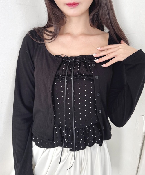 Loueme(ルエム)の「【2点SET】ドットフリルキャミソール+カーディガン(カーディガン/ボレロ・レディース・ホワイト/ブラック/グレー・FREE)」の15枚目の写真