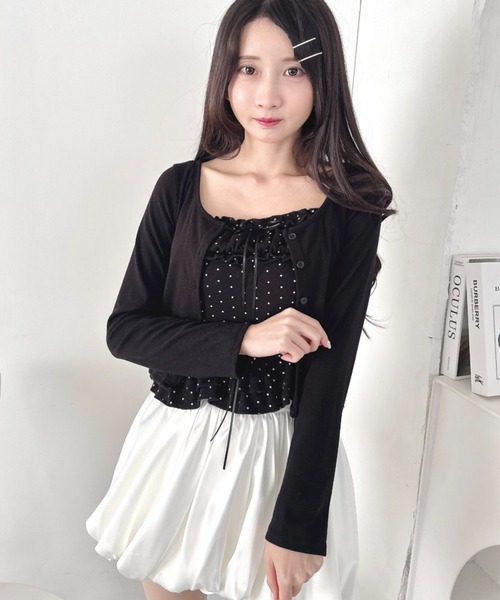 Loueme(ルエム)の「【2点SET】ドットフリルキャミソール+カーディガン(カーディガン/ボレロ・レディース・ホワイト/ブラック/グレー・FREE)」の16枚目の写真