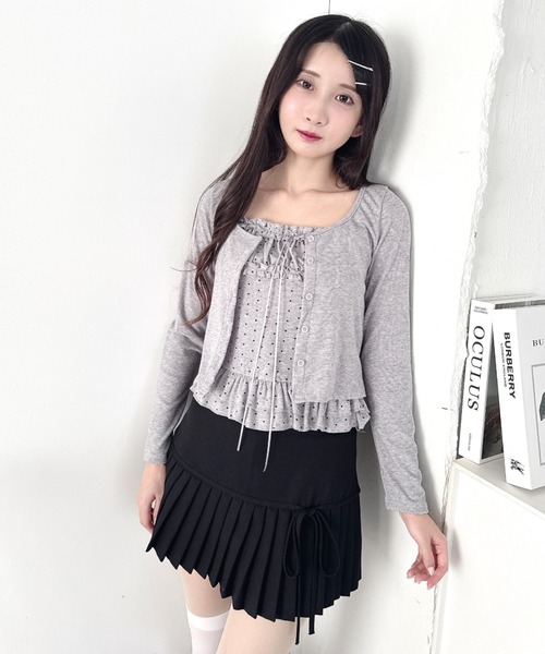 Loueme(ルエム)の「【2点SET】ドットフリルキャミソール+カーディガン(カーディガン/ボレロ・レディース・ホワイト/ブラック/グレー・FREE)」の21枚目の写真