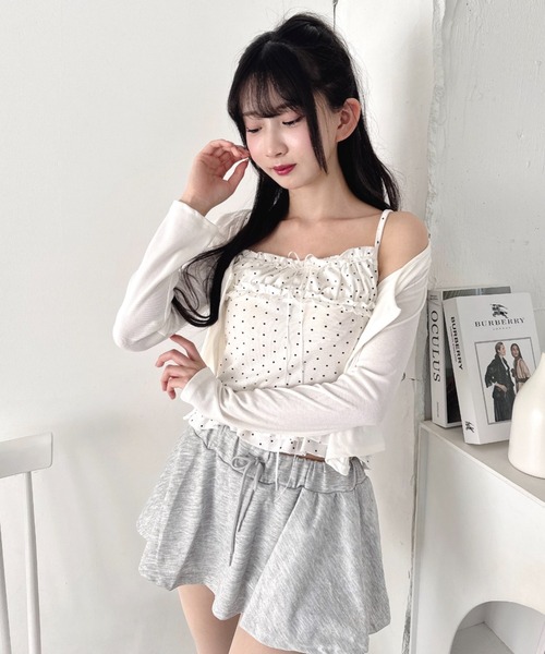 Loueme(ルエム)の「【2点SET】ドットフリルキャミソール+カーディガン(カーディガン/ボレロ・レディース・ホワイト/ブラック/グレー・FREE)」の11枚目の写真