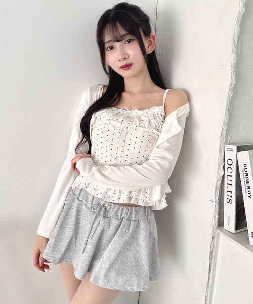 Loueme(ルエム)の「【2点SET】ドットフリルキャミソール+カーディガン(カーディガン/ボレロ・レディース・ホワイト/ブラック/グレー・FREE)」の12枚目の写真