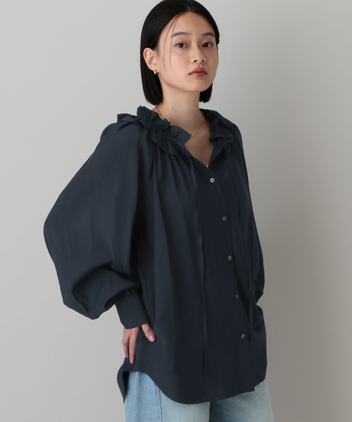 PATOU パトゥ フリルリボンシャツ　黒　⭐︎ PATOU パトゥ フリルリボンシャツ 黒 ⭐︎ PATOU パトゥ フリルリボン