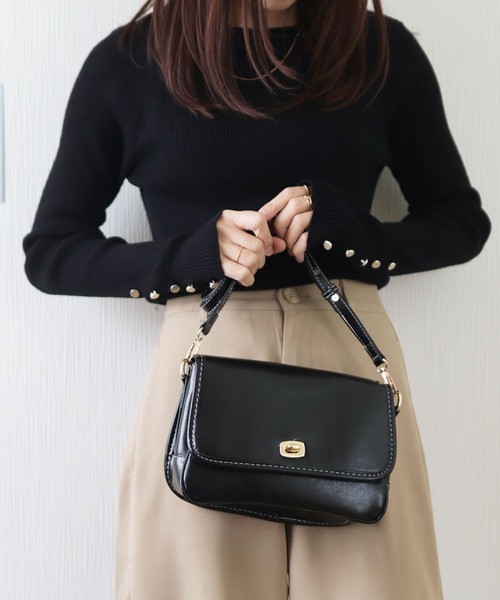 florist（フローリスト）の「2WAY レザータッチターンロックフラップショルダーバッグ/ハンドバッグ（ショルダーバッグ・レディース・ブラック/ブラウン/ワインレッド・FREE）」の5枚目の写真