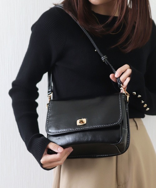 florist（フローリスト）の「2WAY レザータッチターンロックフラップショルダーバッグ/ハンドバッグ（ショルダーバッグ・レディース・ブラック/ブラウン/ワインレッド・FREE）」の6枚目の写真