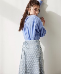 VIS | バックレースアップフレアデニムスカート/イージーケア(デニムスカート)