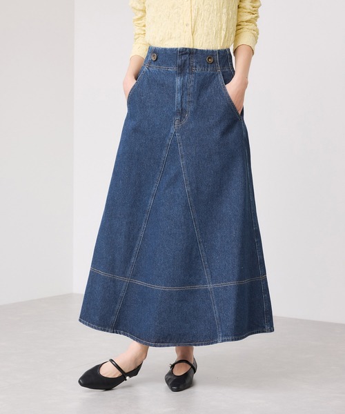VIS（ビス）の「バックレースアップフレアデニムスカート/イージーケア（デニムスカート・レディース・ブルー系その他6/ブルー・M/S）」の5枚目の写真
