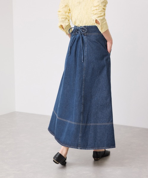 VIS（ビス）の「バックレースアップフレアデニムスカート/イージーケア（デニムスカート・レディース・ブルー系その他6/ブルー・M/S）」の6枚目の写真