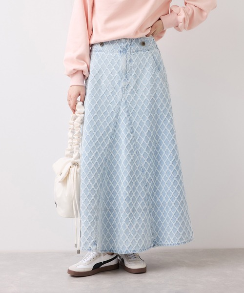 VIS（ビス）の「バックレースアップフレアデニムスカート/イージーケア（デニムスカート・レディース・ブルー系その他6/ブルー・M/S）」の8枚目の写真