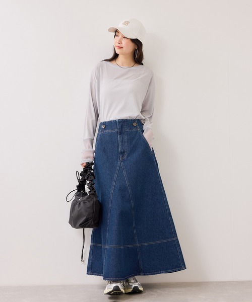 VIS（ビス）の「バックレースアップフレアデニムスカート/イージーケア（デニムスカート・レディース・ブルー系その他6/ブルー・M/S）」の21枚目の写真