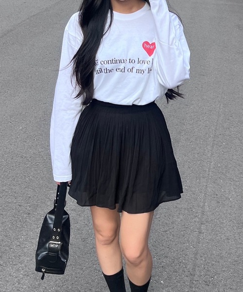etta(エタ)の「ハートプリントロンT/長袖Tシャツ(Tシャツ/カットソー・レディース・ホワイト・MEDIUM)」の1枚目の写真