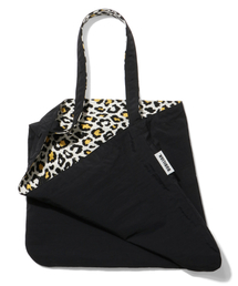 bubilian（バビリアン）の「シオリバーシブルエコバッグ_ロングブラックヒョウ柄ブラック（エコバッグ/サブバッグ）」