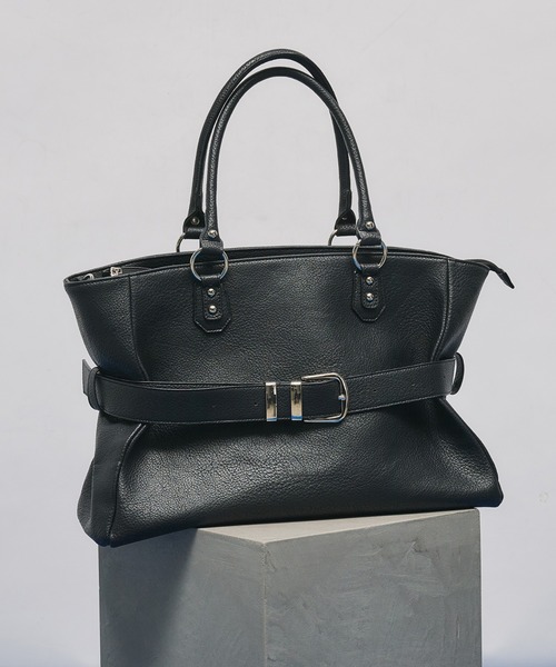 SELLE GLANT(セレグランテ)の「BELTED DESIGN 2WAY BAG/ベルテッドデザイン2WAYバッグ(トートバッグ・メンズ・ブラック/ダークブラウン・ONE SIZE)」の2枚目の写真