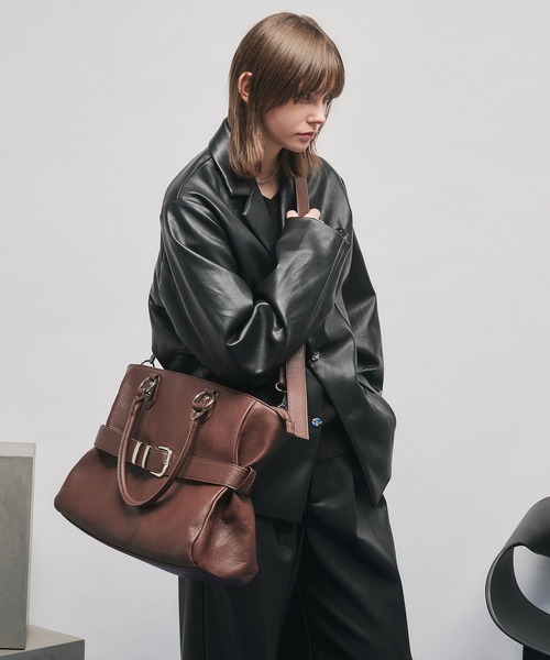SELLE GLANT(セレグランテ)の「BELTED DESIGN 2WAY BAG/ベルテッドデザイン2WAYバッグ(トートバッグ・メンズ・ブラック/ダークブラウン・ONE SIZE)」の19枚目の写真