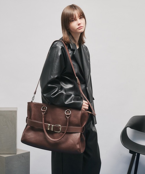 SELLE GLANT(セレグランテ)の「BELTED DESIGN 2WAY BAG/ベルテッドデザイン2WAYバッグ(トートバッグ・メンズ・ブラック/ダークブラウン・ONE SIZE)」の22枚目の写真