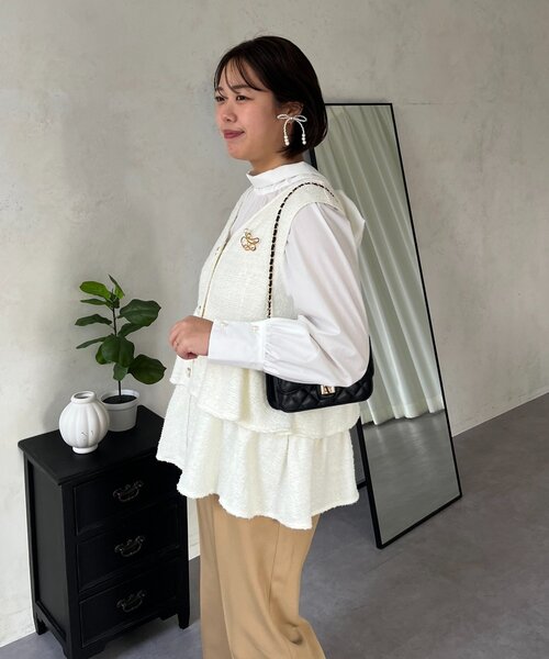 prose verse（プロズヴェール）の「【SAPON】3WAYティアードフリルツイードジレ（ベスト・レディース・ネイビー/ブラック/アイボリー・MEDIUM/LARGE）」の8枚目の写真