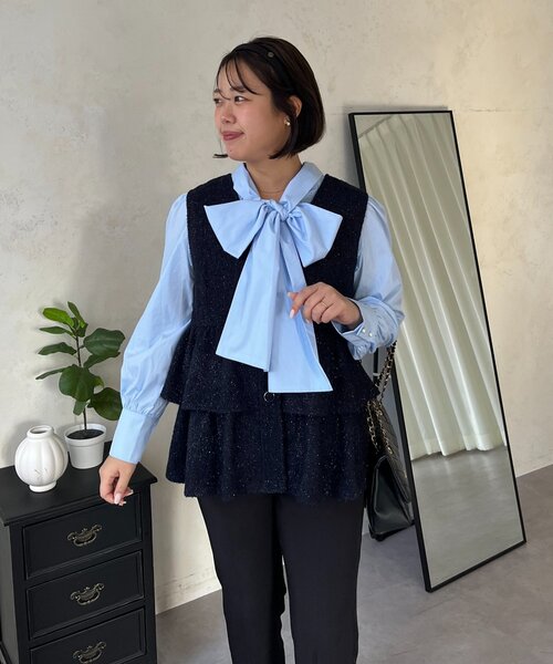 prose verse（プロズヴェール）の「【SAPON】3WAYティアードフリルツイードジレ（ベスト・レディース・ネイビー/ブラック/アイボリー・MEDIUM/LARGE）」の22枚目の写真