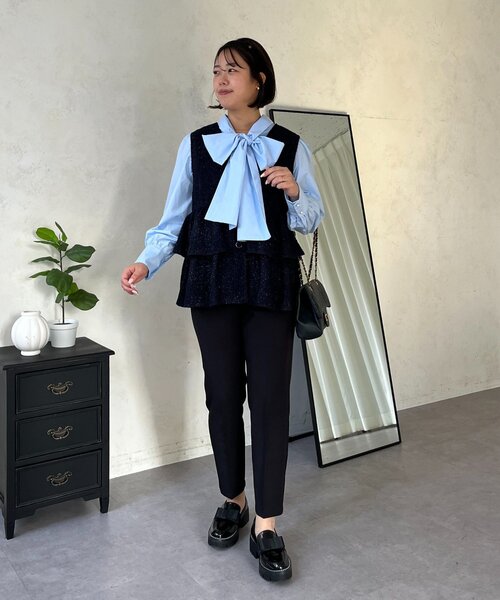 prose verse（プロズヴェール）の「【SAPON】3WAYティアードフリルツイードジレ（ベスト・レディース・ネイビー/ブラック/アイボリー・MEDIUM/LARGE）」の19枚目の写真