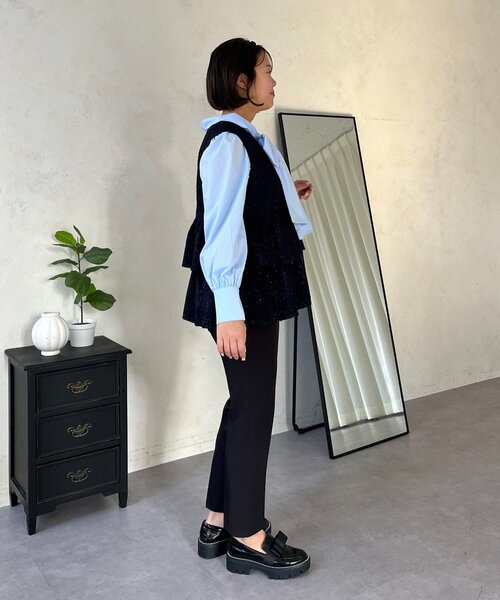 prose verse（プロズヴェール）の「【SAPON】3WAYティアードフリルツイードジレ（ベスト・レディース・ネイビー/ブラック/アイボリー・MEDIUM/LARGE）」の11枚目の写真