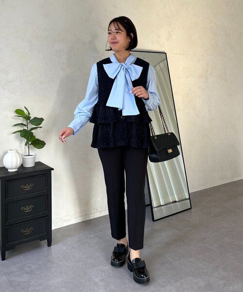 prose verse（プロズヴェール）の「【SAPON】3WAYティアードフリルツイードジレ（ベスト・レディース・ネイビー/ブラック/アイボリー・MEDIUM/LARGE）」の12枚目の写真