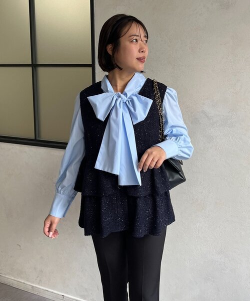 prose verse（プロズヴェール）の「【SAPON】3WAYティアードフリルツイードジレ（ベスト・レディース・ネイビー/ブラック/アイボリー・MEDIUM/LARGE）」の14枚目の写真