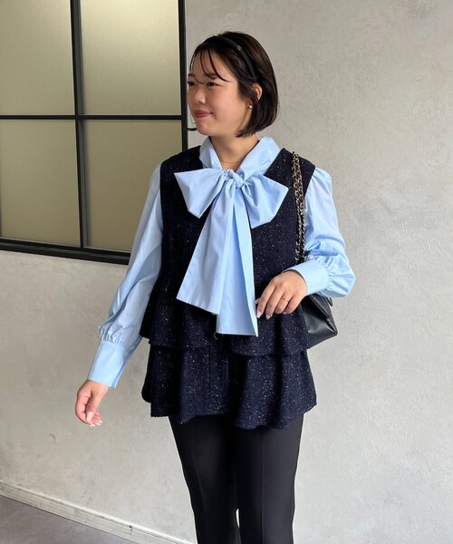 prose verse（プロズヴェール）の「【SAPON】3WAYティアードフリルツイードジレ（ベスト・レディース・ネイビー/ブラック/アイボリー・MEDIUM/LARGE）」の15枚目の写真