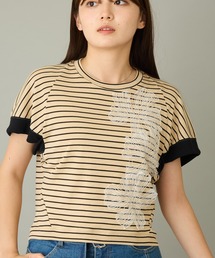 mien（ミアン）の「【mien】フラワーモチーフボーダーTee（Tシャツ/カットソー）」