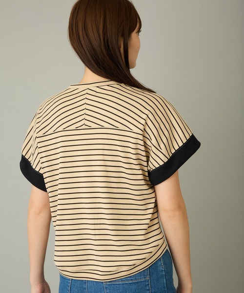 AVIE（アビィ）の「【mien】フラワーモチーフボーダーTee（Tシャツ/カットソー・レディース・ベージュ・38）」の5枚目の写真