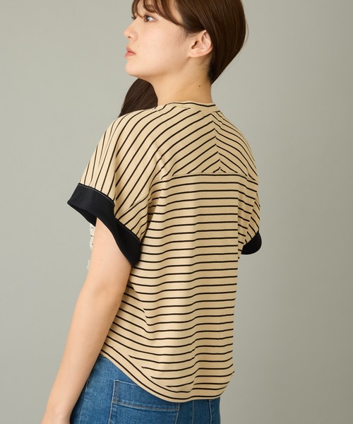 AVIE（アビィ）の「【mien】フラワーモチーフボーダーTee（Tシャツ/カットソー・レディース・ベージュ・38）」の4枚目の写真