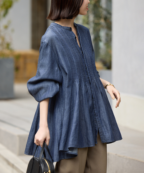 LEDENIM ボサム ペプラムデニムブラウス（シャツ/ブラウス）｜SLOBE