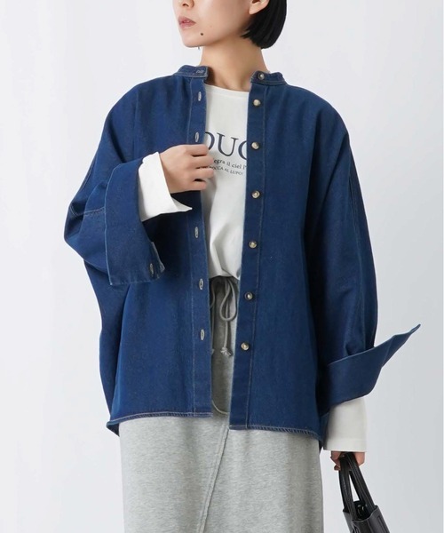 LUCA/LADY LUCK LUCA（ルカ/レディラックルカ）の「LC/LLL コクーンドルマンチュニックシャツ/デニムドルマンシャツ（シャツ/ブラウス・レディース・グレー/ブルー/サックスブルー・FREE）」の3枚目の写真